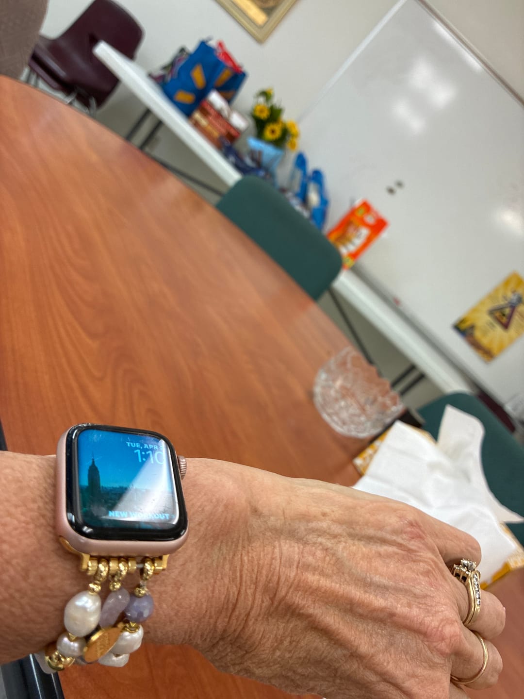 Customer photo review of Lavender Moonstone Stretch Apple Watch Strap