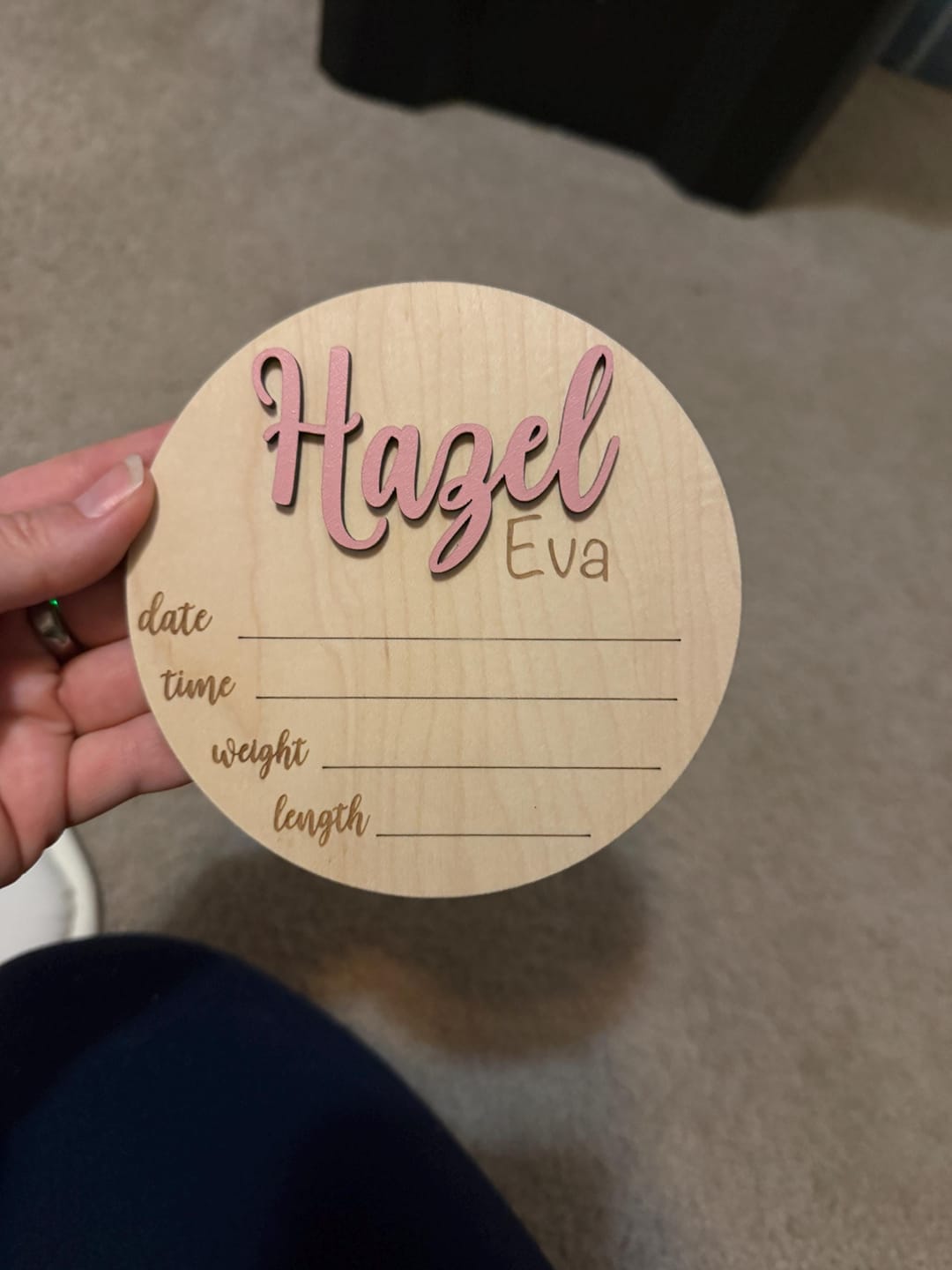 Customer photo review of Baby Name Announcement Sign with Stats