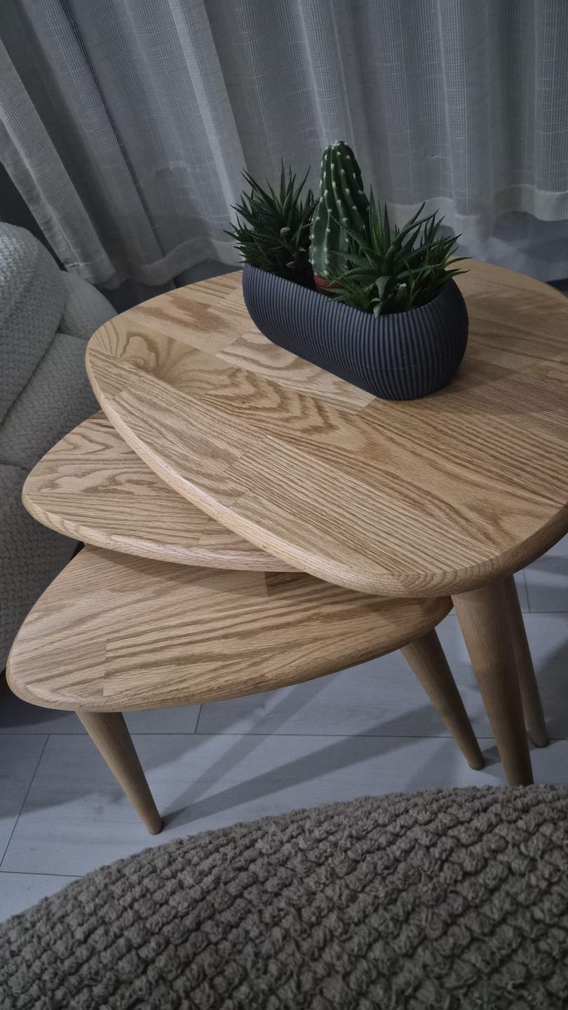 Customer photo review of 3'lü Zigon Sehpa - Masif Sehpa Takımı