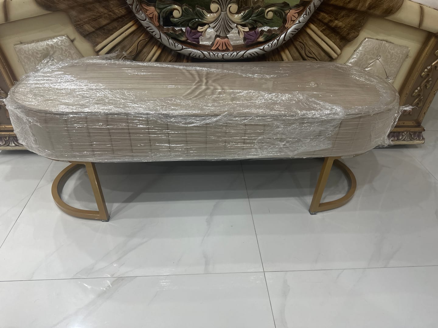 Customer photo review of Luxury 3 Seater Bedroom Steel Stool -984