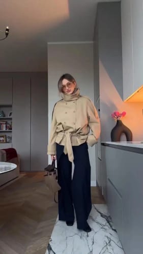 Customer photo review of Portia High Neck Lace Up Coat
