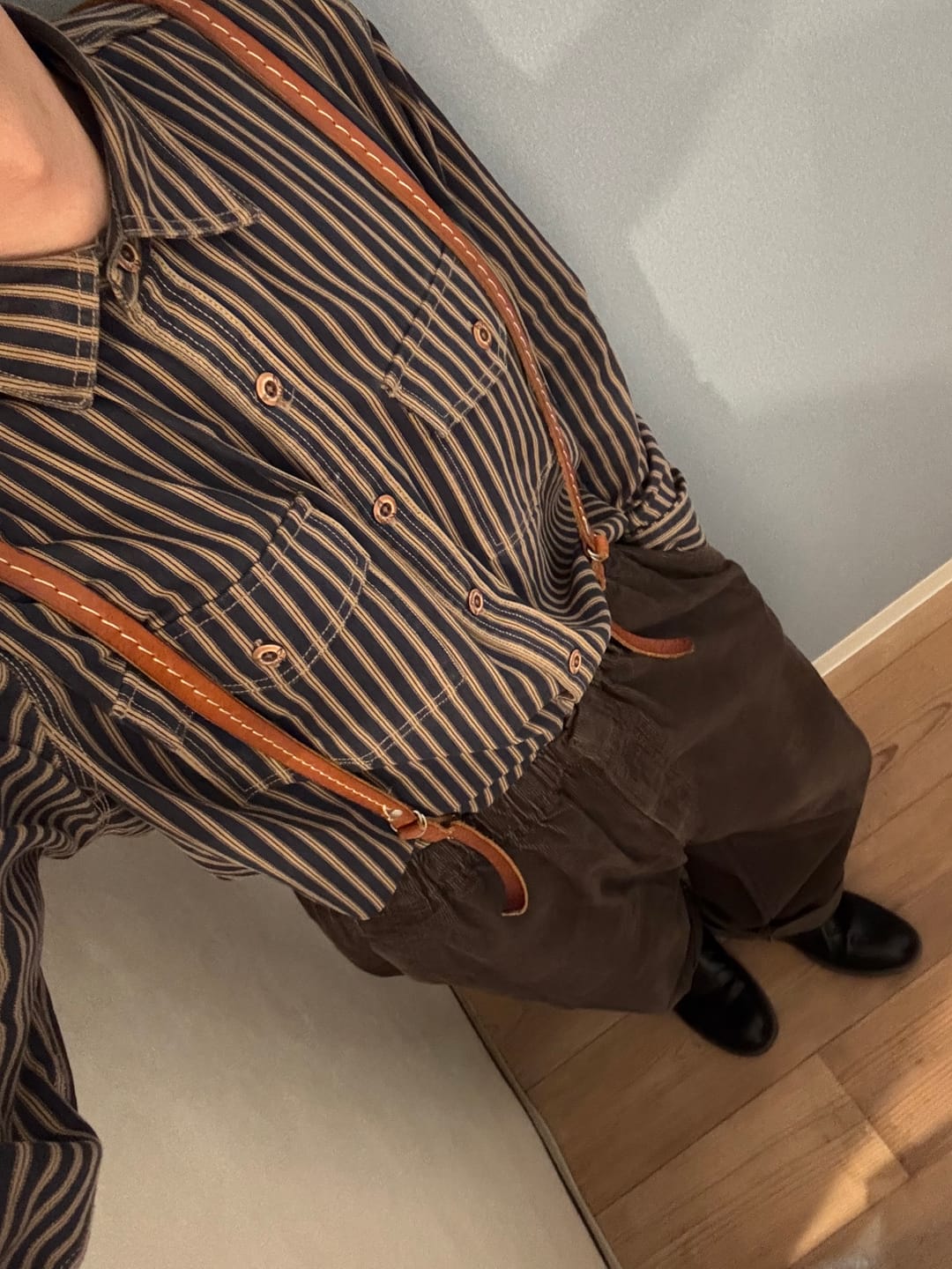 Customer photo review of ユーズド加工　レトロストライプ柄ヘビーウェイトオーバーシャツ