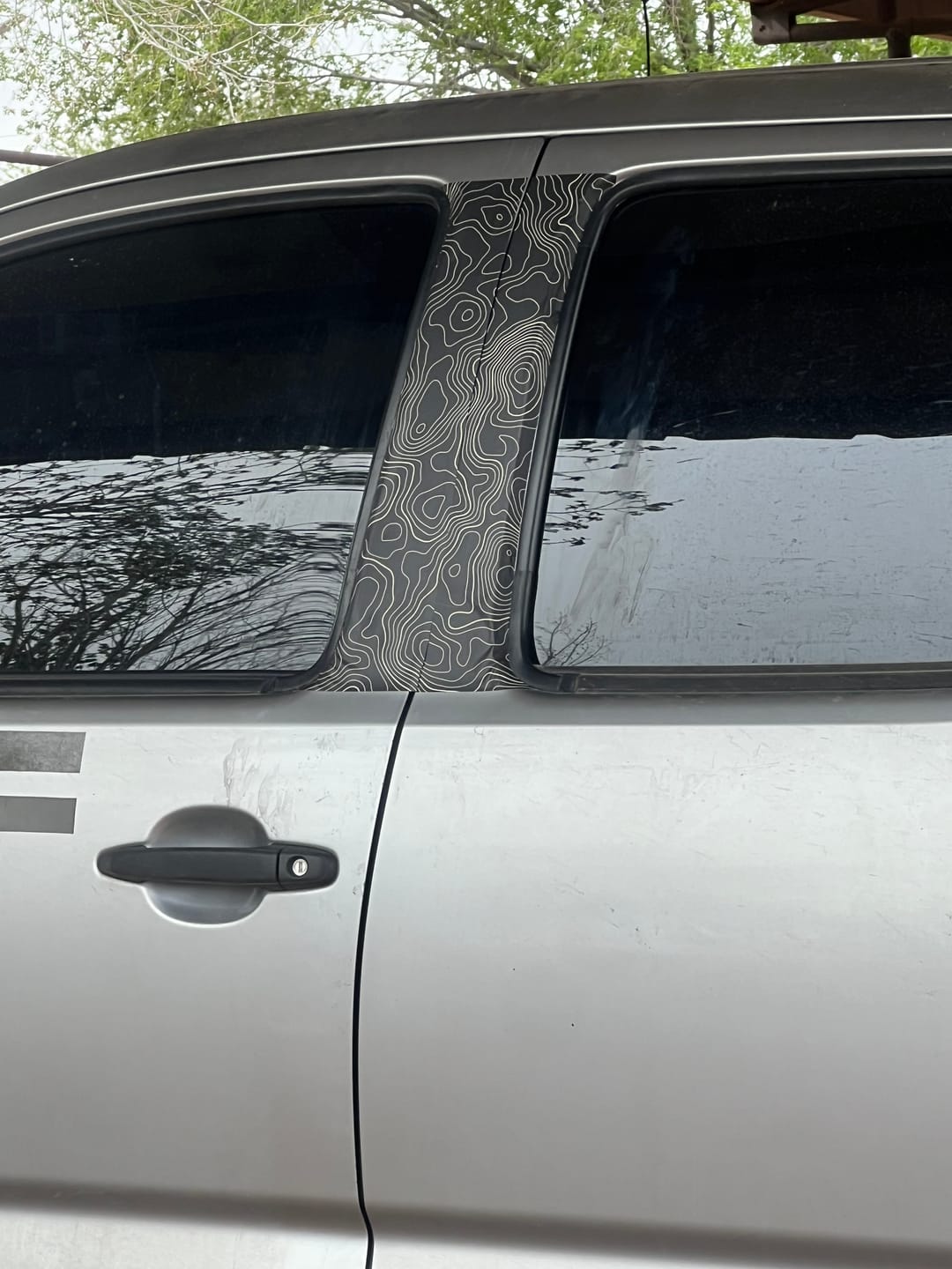 Customer photo review of Topographic Door Pillar Vinyl Wrap – SUV Car Graphic Livery Decal Set | Matte or Gloss Finish