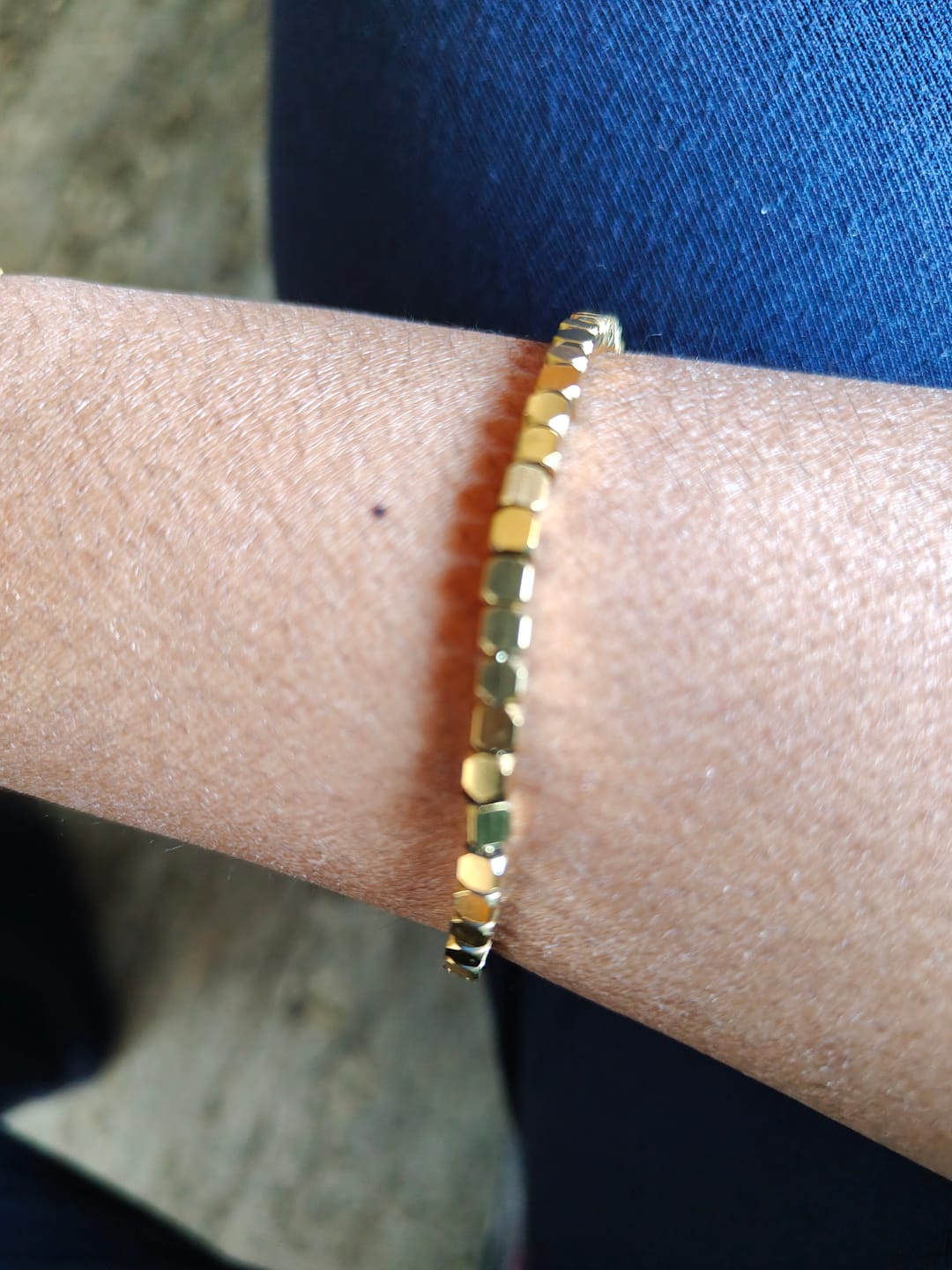 Customer photo review of Gold Cube Chain Bracelet