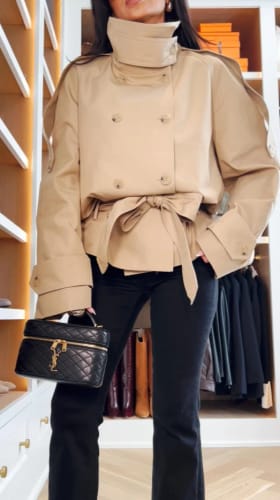 Customer photo review of Portia High Neck Lace Up Coat