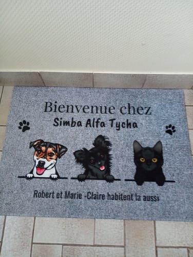 Customer photo review of Bienvenue chez - Paillasson personnalisé
