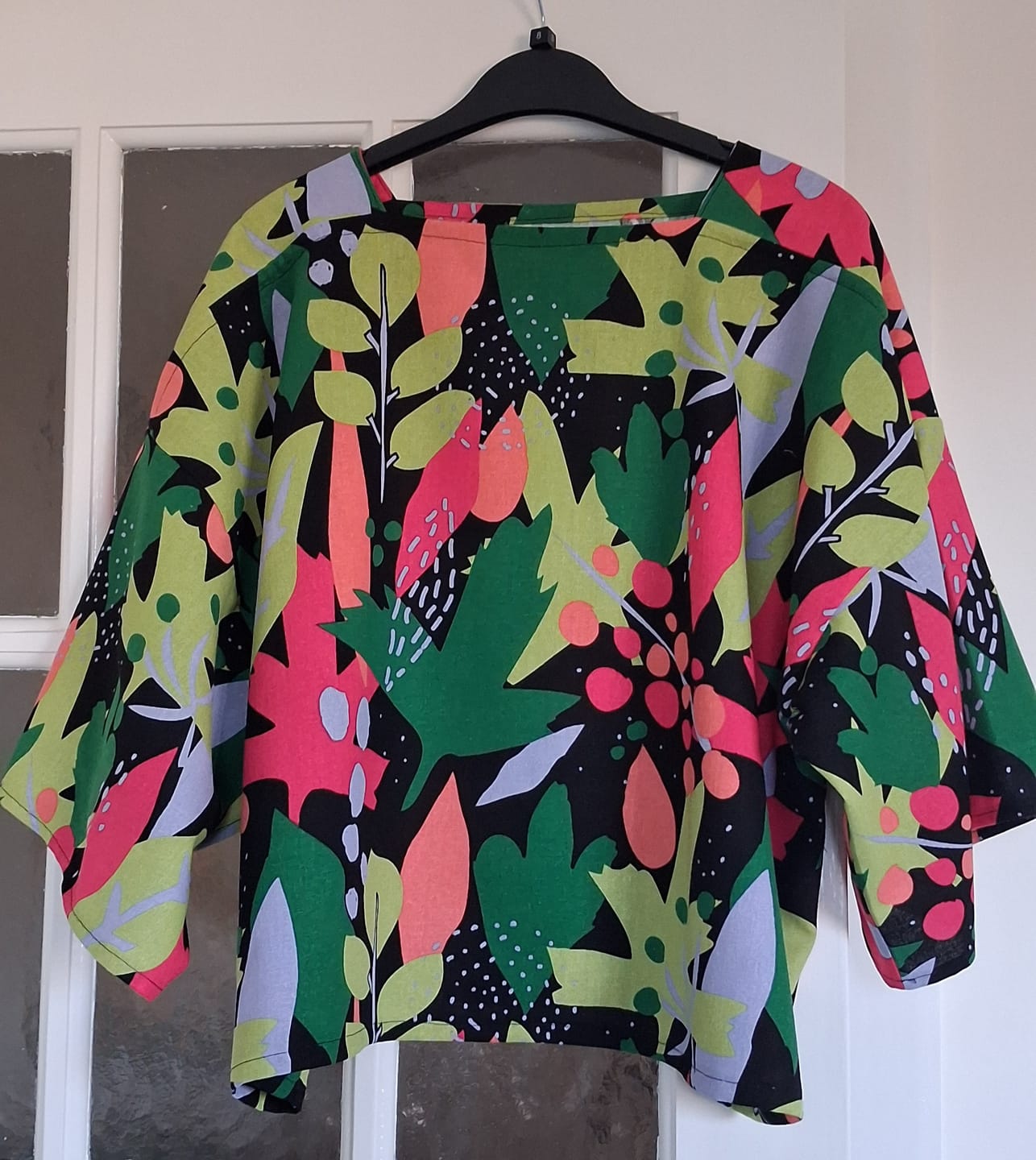 Customer photo review of Floral Funk on Black Linen Viscose Fabric