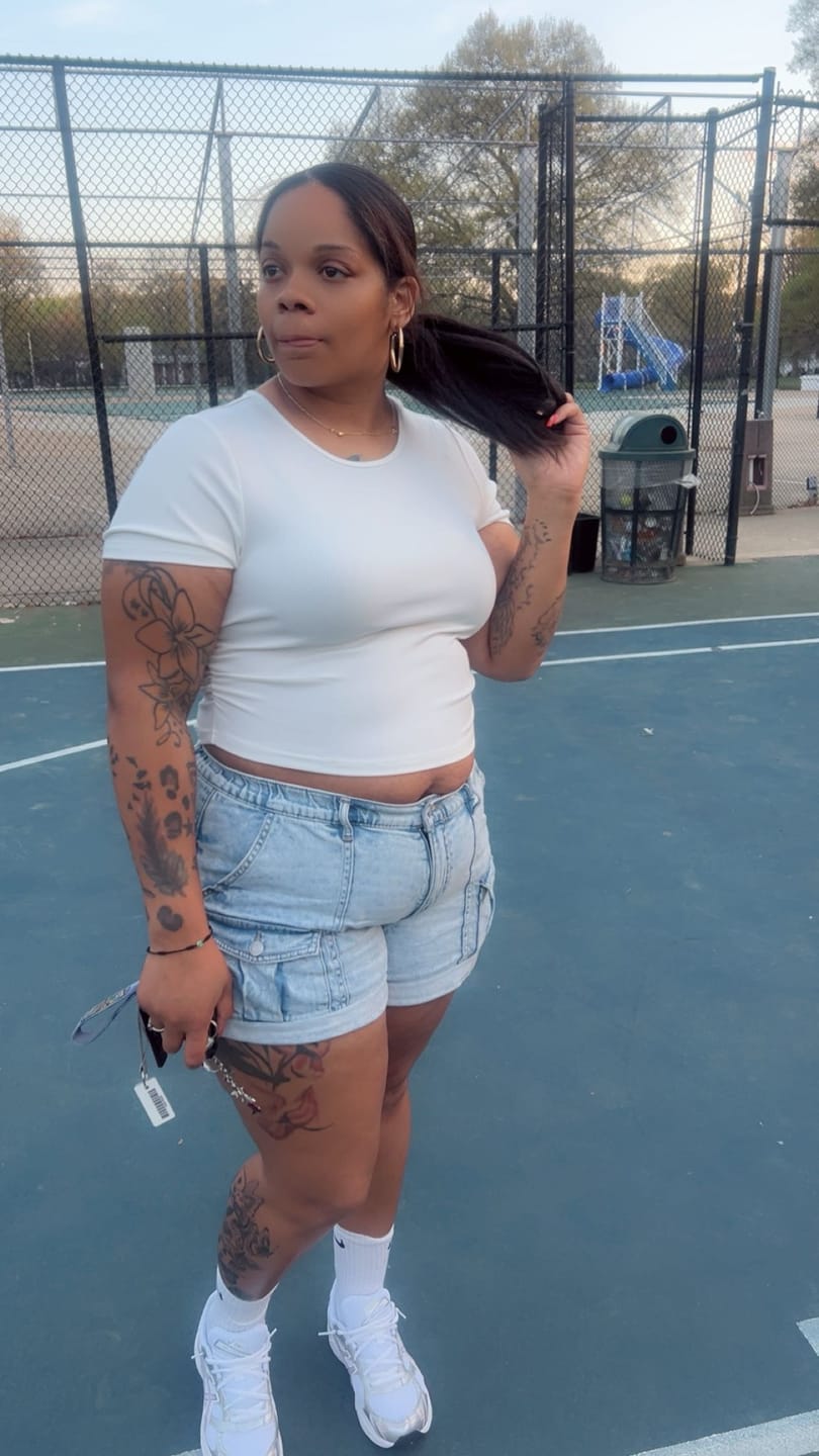 Customer photo review of Thick Hoop Earrings