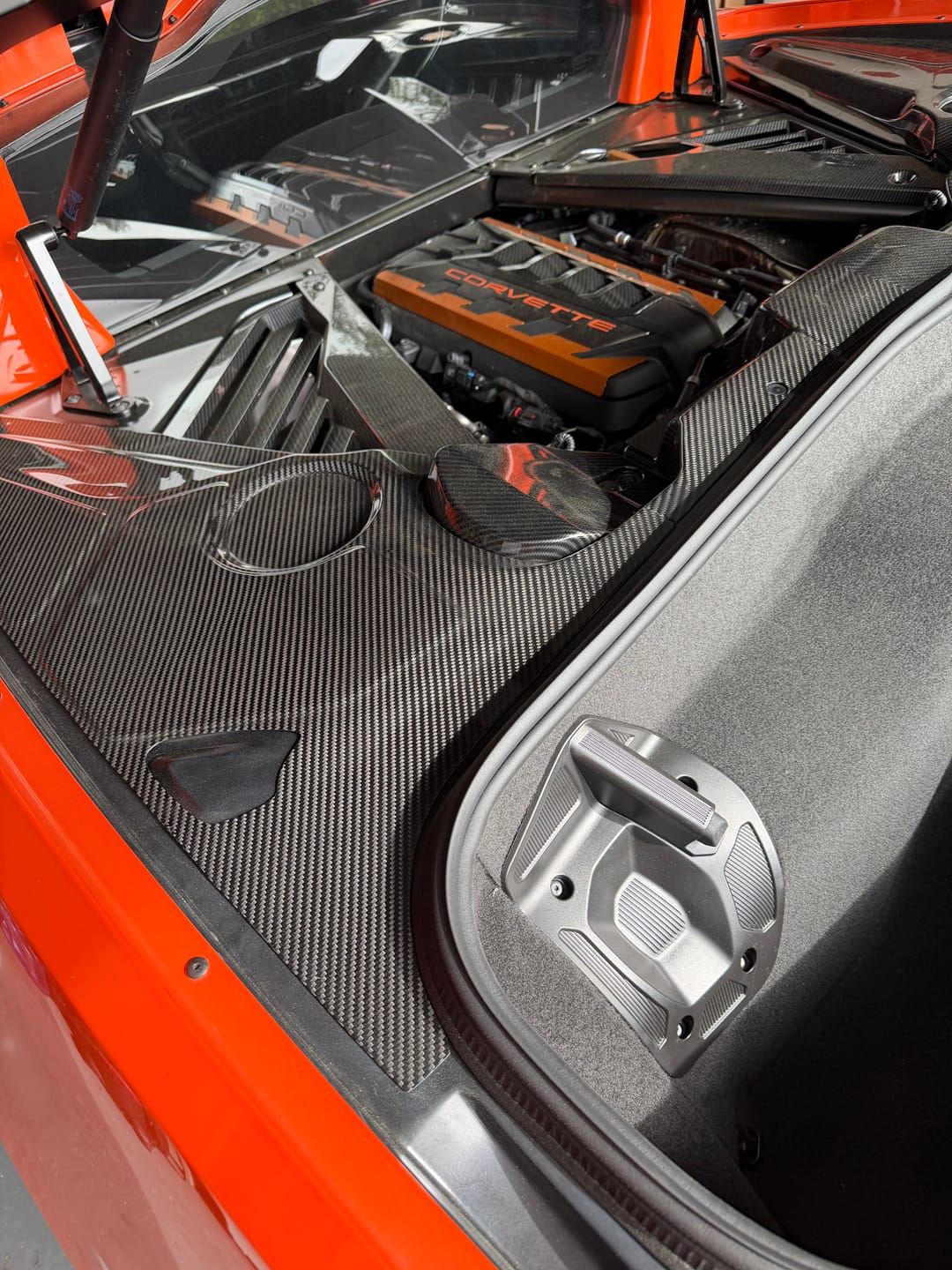 Customer photo review of Corvette C8 DRY CARBON FIBER Coupe Engine Bay Panel Cover (3-Pieces Version)