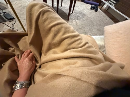 Customer photo review of Brand New English Camel Brown Luxury Woven Cashmere Blanket