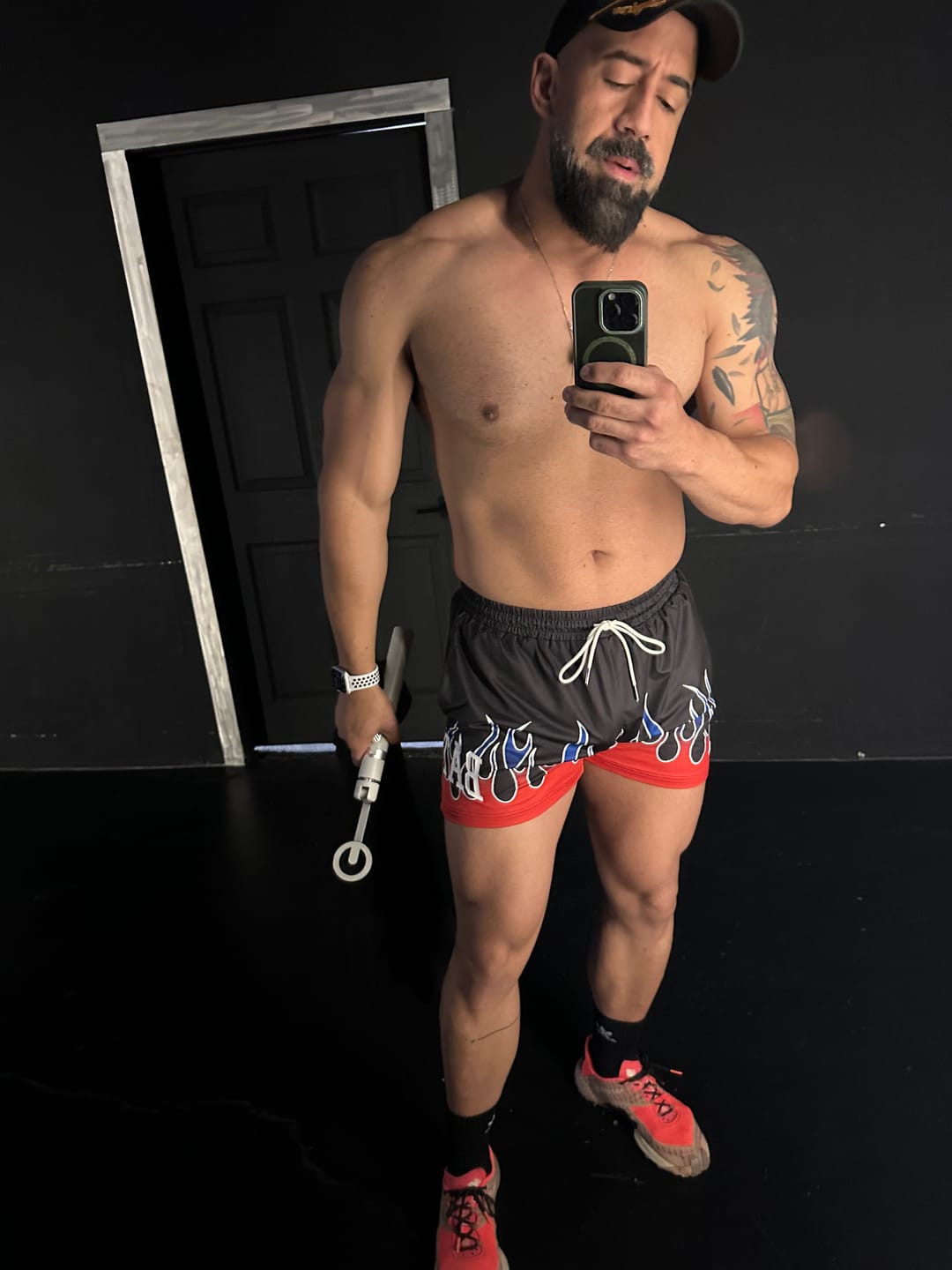 Customer photo review of Red Flame Mesh Shorts