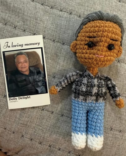 Customer photo review of Dolly® Personalized Crochet Doll with Photo Card