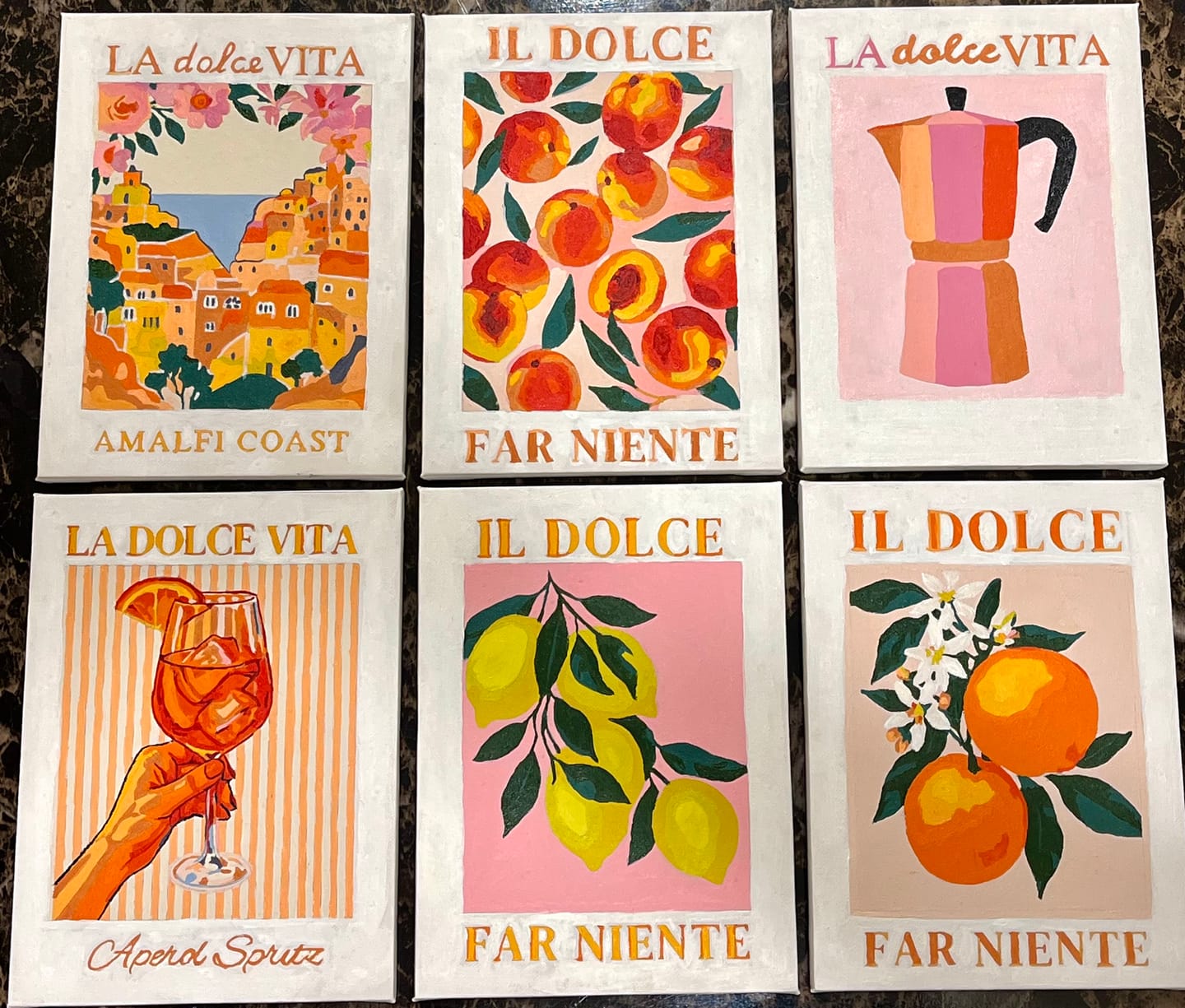 Customer photo review of 6 Mini Paintings - Italian ''Dolce Vita'' Set