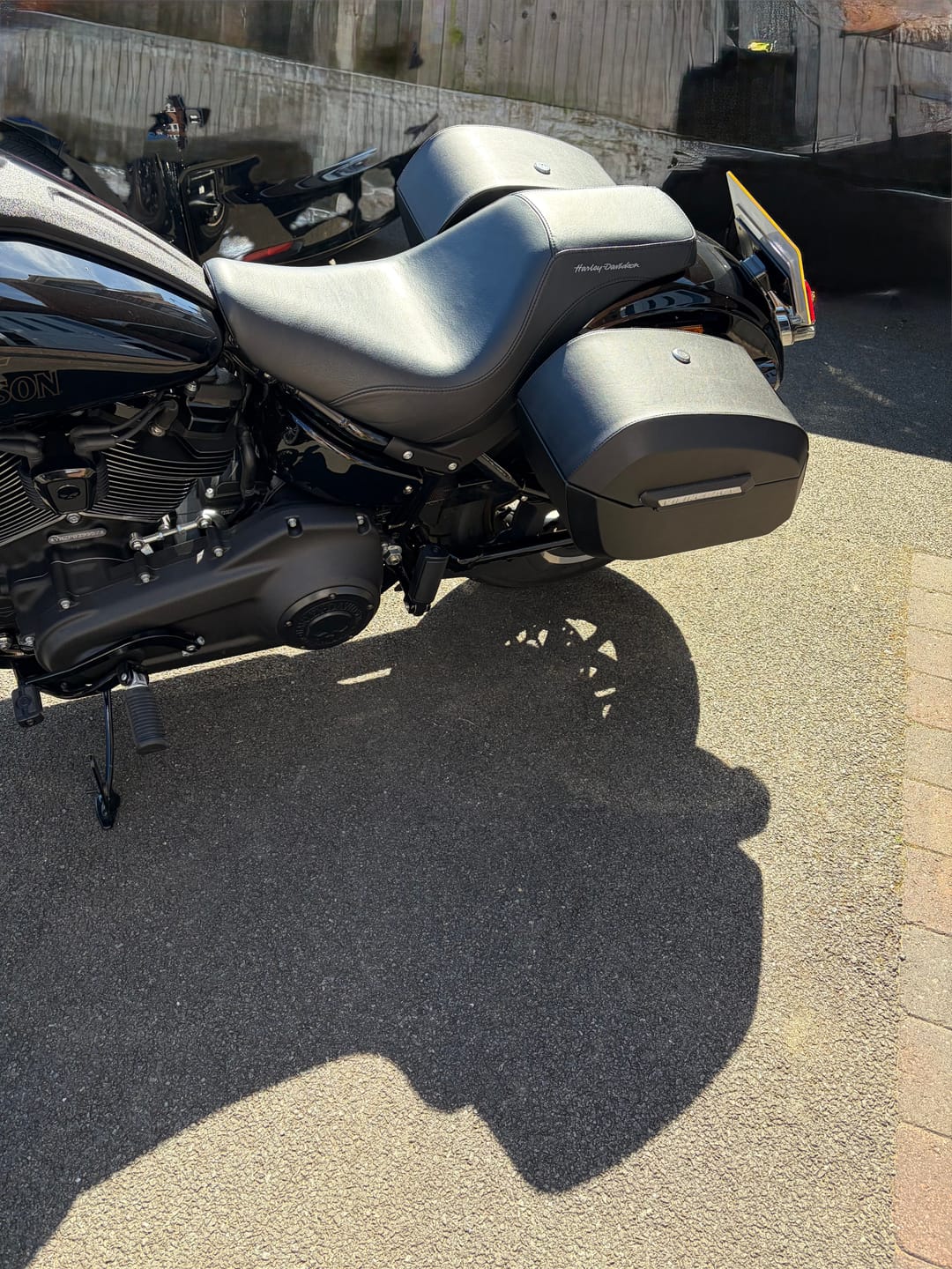 Customer photo review of 32L - Darkin Large Quick Mount Leather Wrapped Hard Saddlebags for Harley Softail Low Rider S FXLRS