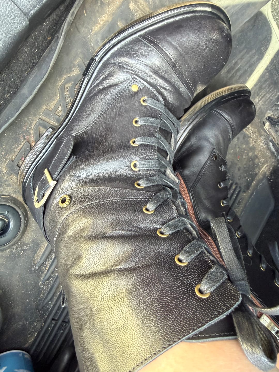 Customer photo review of Comfortable Genuine Leather Boots With Laces And Inside Zippers