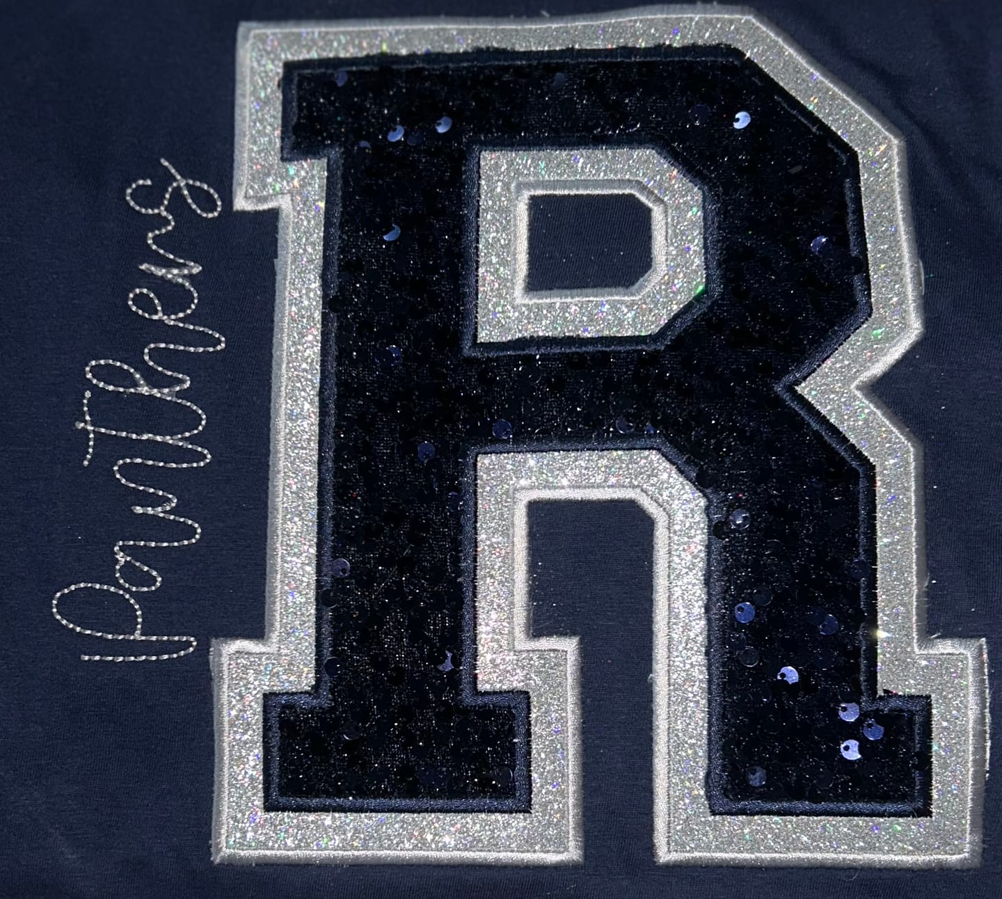Customer photo review of Navy Sequins Velvet