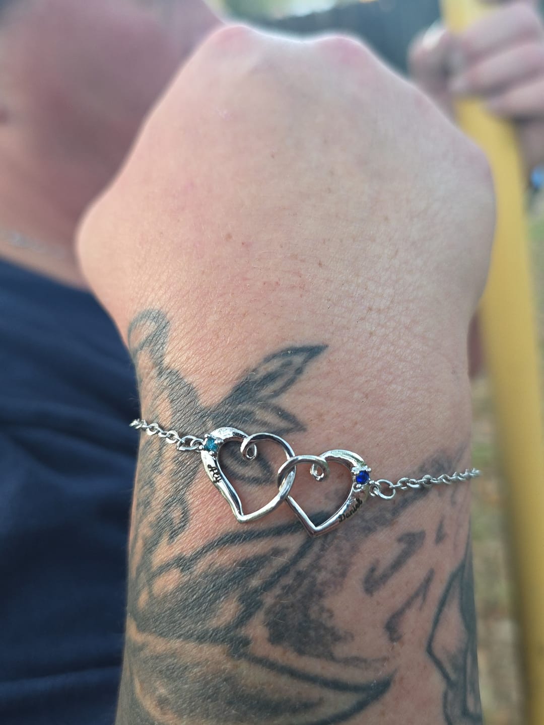 Customer photo review of Double Birthstone Heart - Personalised Birthstone Beautiful Bracelet
