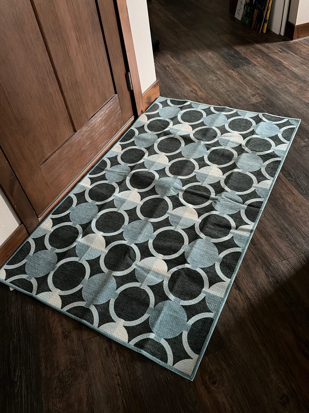 Customer photo review of Dula Dark Sage Green Washable Rug