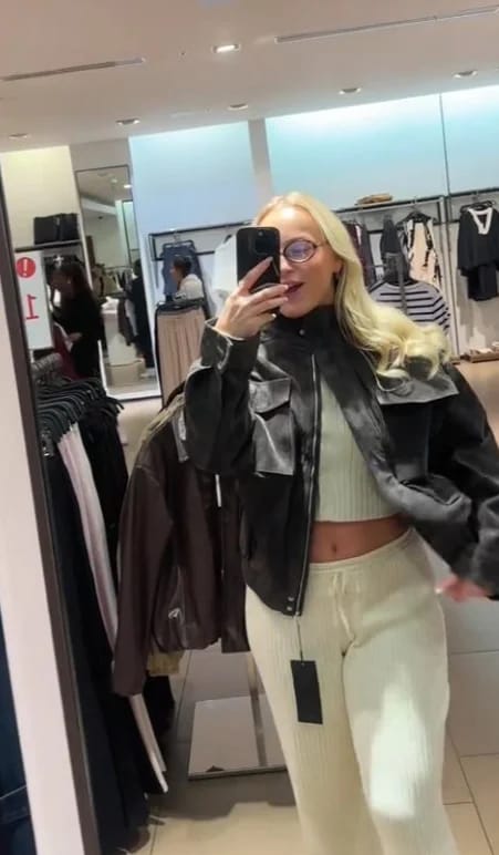 Customer photo review of Marianne High Neck Suede Pocket Jacket