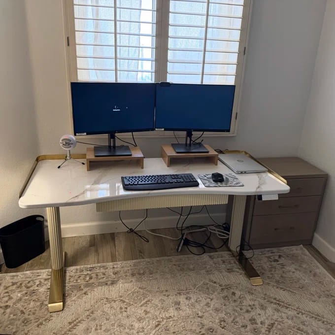 Customer photo review of Estand Electric Adjustable Standing Desk & Fluted Desk with Drawers