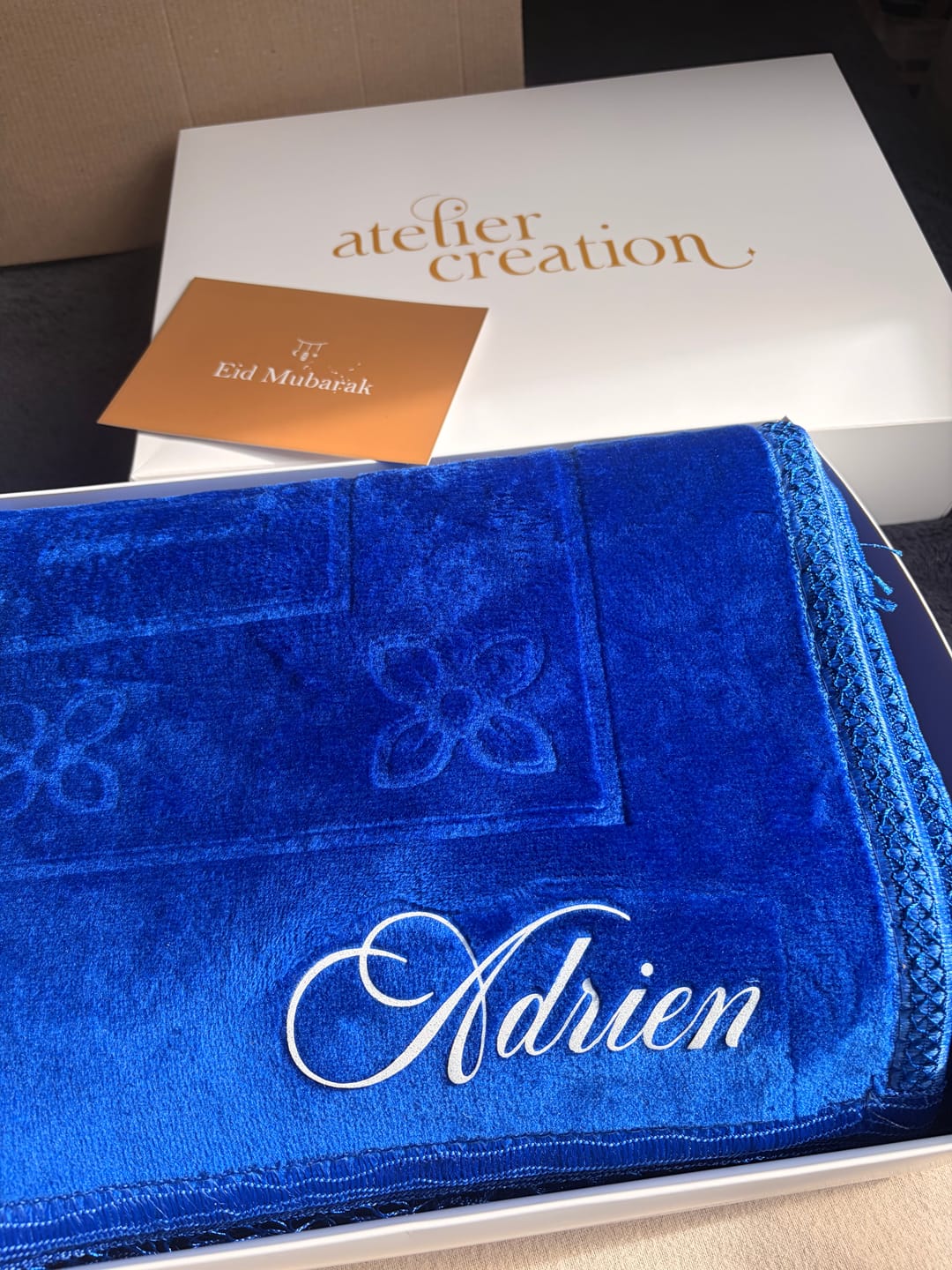 Customer photo review of Tapis de prière épais à personnaliser marine