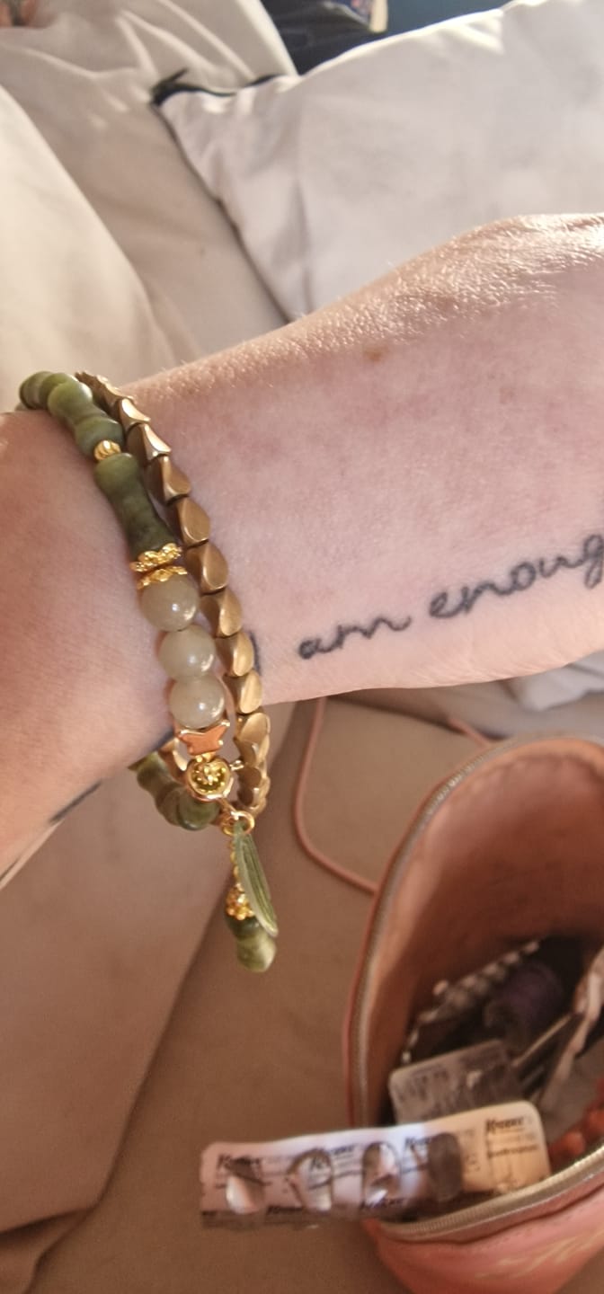 Customer photo review of Buddha Stones Jade Bamboo Leaf Lily Of The Valley Pattern Luck Abundance Bracelet