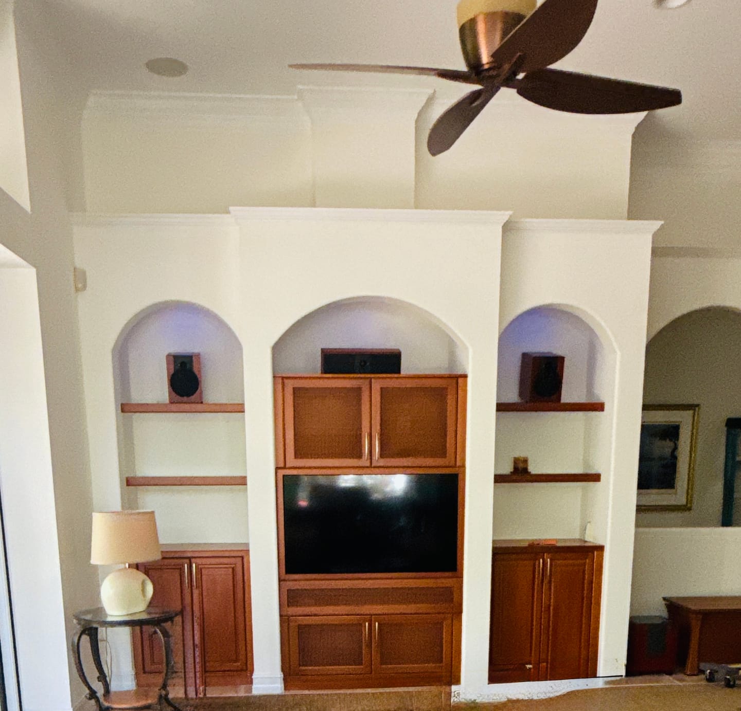 Customer photo review of Modern Sculptural TV Console With Drawer For Living Room