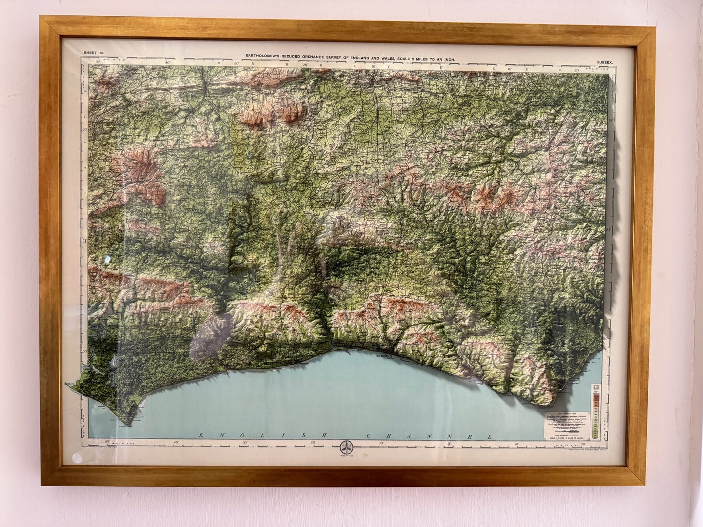 Customer photo review of Old OS Map of Sussex by Bartholomew, 1901: Brighton, Hastings, South Downs, Arundel Castle, Beachy Head