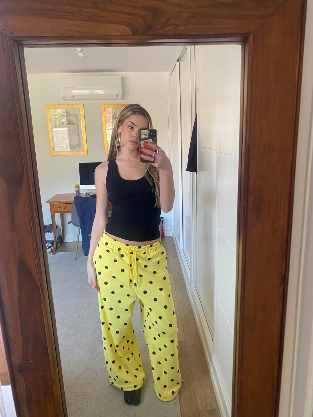 Customer photo review of Omirad Polka Dot Wide-Leg Pants