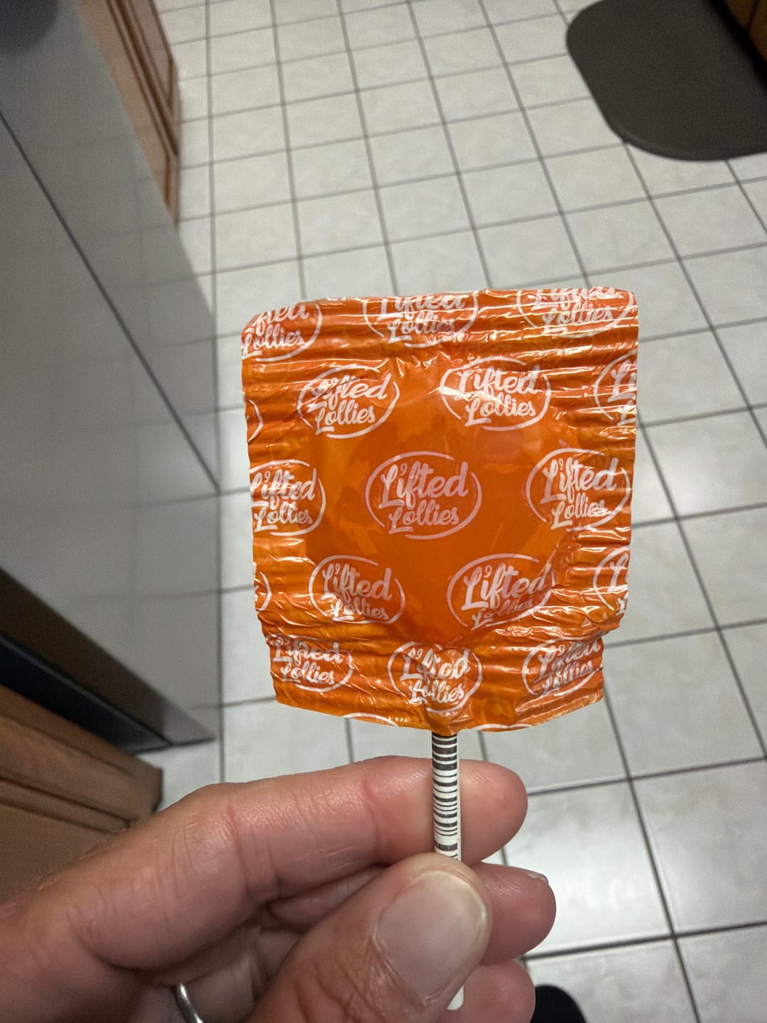 Customer photo review of Lifted Lollies – 20mg D9 THC + 10mg CBD Infused Lollipop (1 Count)