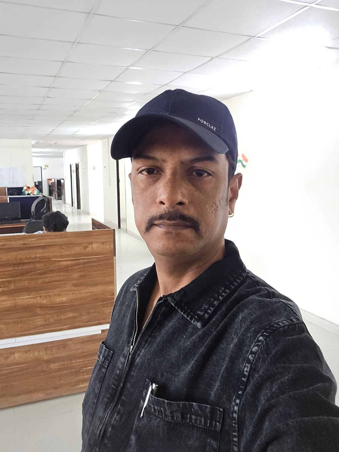Customer photo review of Black Washed Denim Polo Shirt