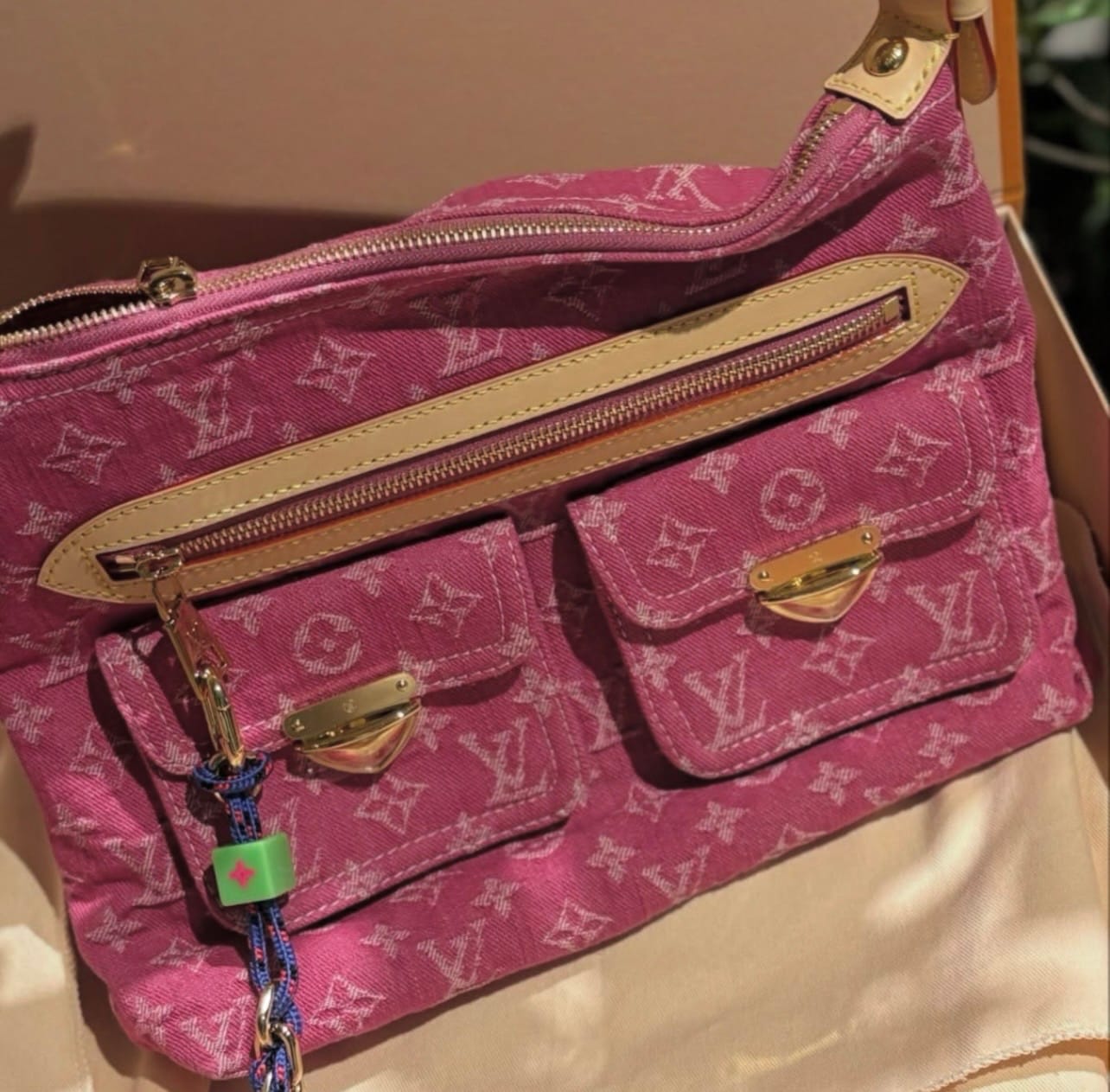 Customer photo review of Louis Vuitton Baggy Fuchsia Monogram Denim
