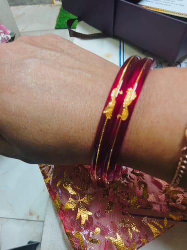 Customer photo review of “Mayur Light Red - A Divya Shringar Bangle” (2 pis) (Transparent Red)