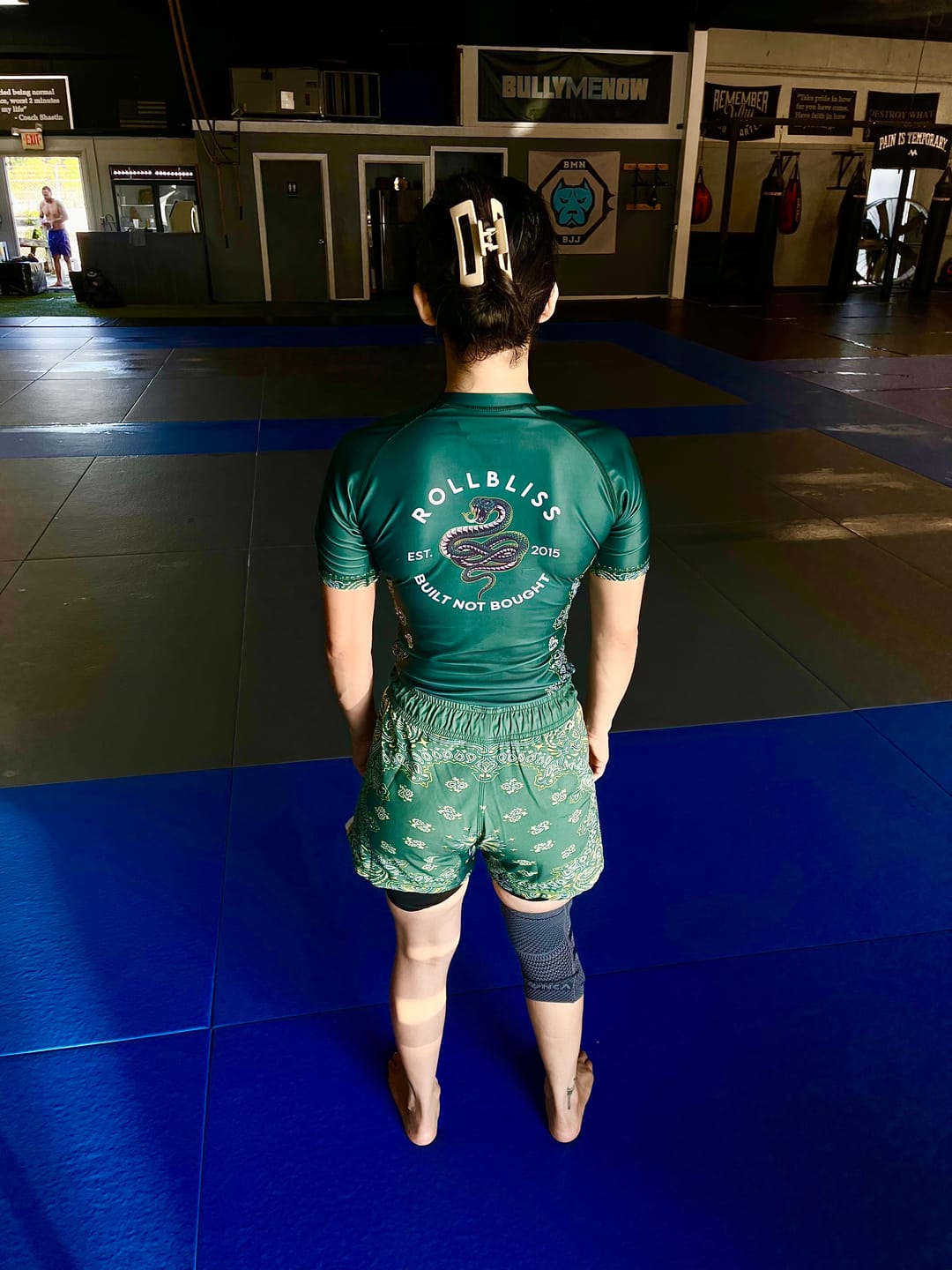 Customer photo review of Green Bandana BJJ Rash Guard