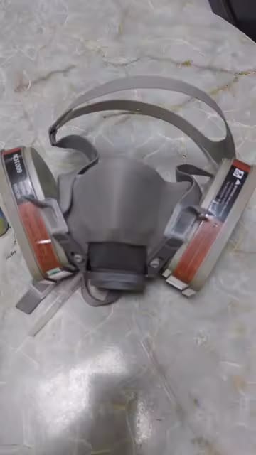 Customer photo review of Half Face Respirator Gas Mask with Safety Glasses – Model 6200