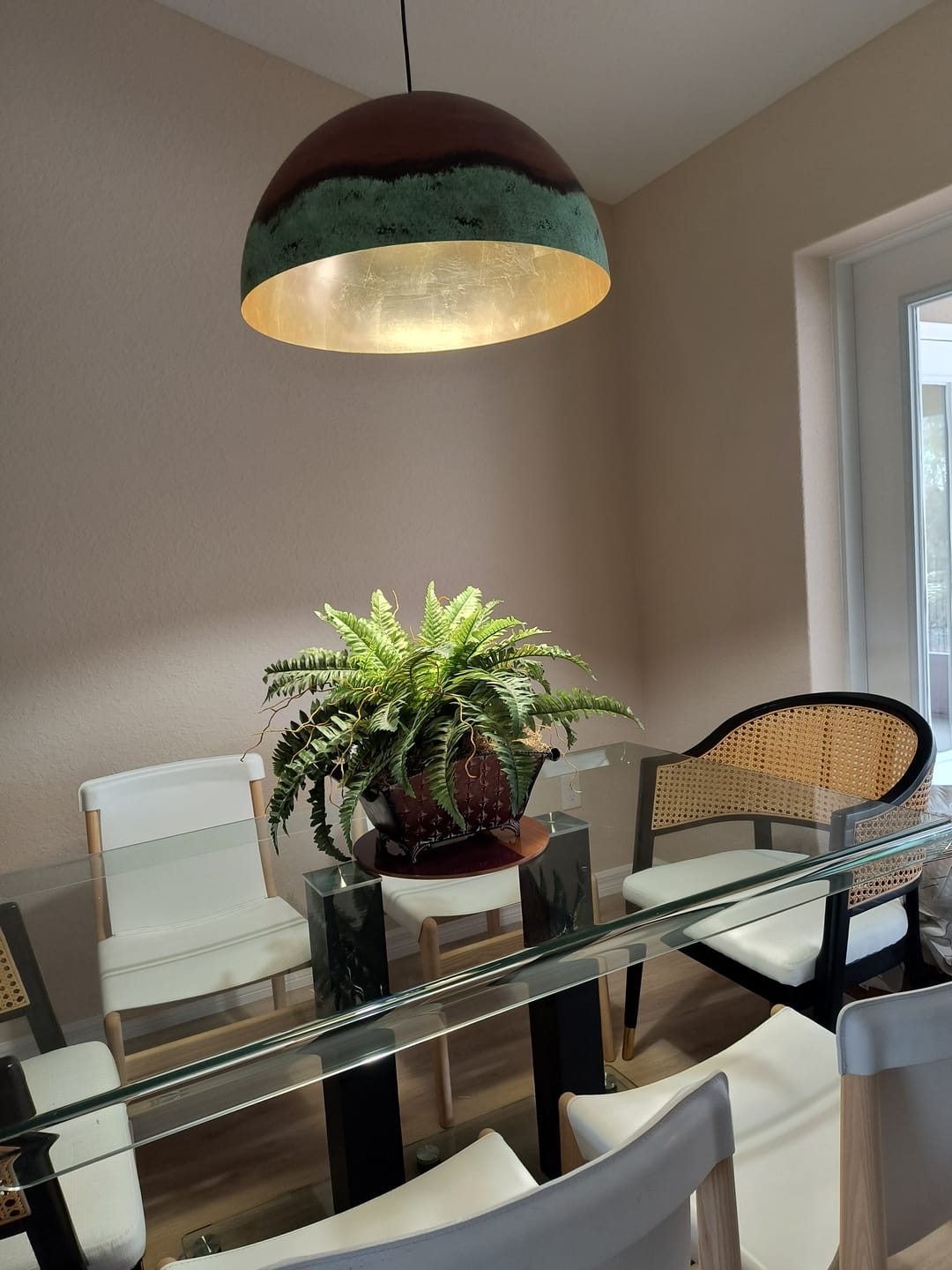 Customer photo review of Oversized Industrial Copper Patina Metal Dome Pendant Light