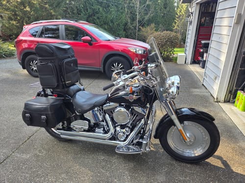 Customer photo review of 57L - Voyage Premium XL Motorcycle Sissy Bar Bag for Harley Davidson