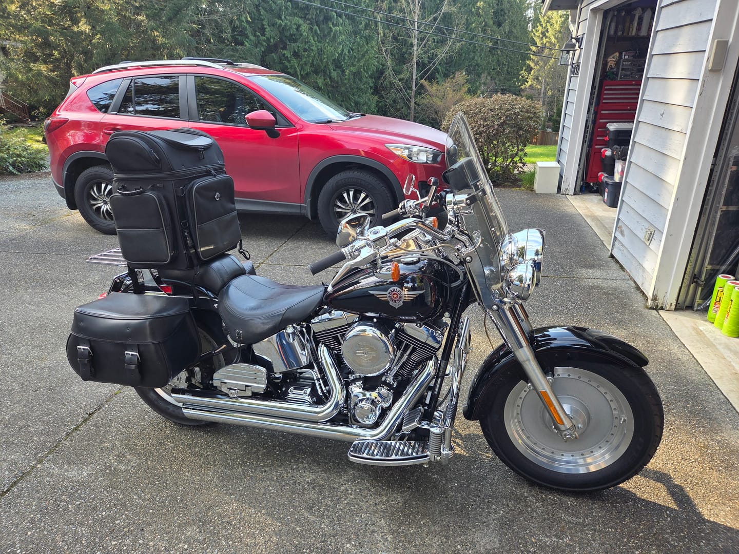 Customer photo review of 57L - Voyage Premium XL Motorcycle Sissy Bar Bag for Harley Davidson