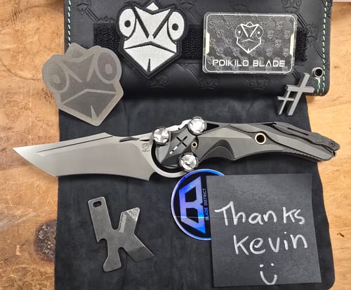 Customer photo review of Poikilo Blade Mundus Penitentia Titanium Knife M390 4"