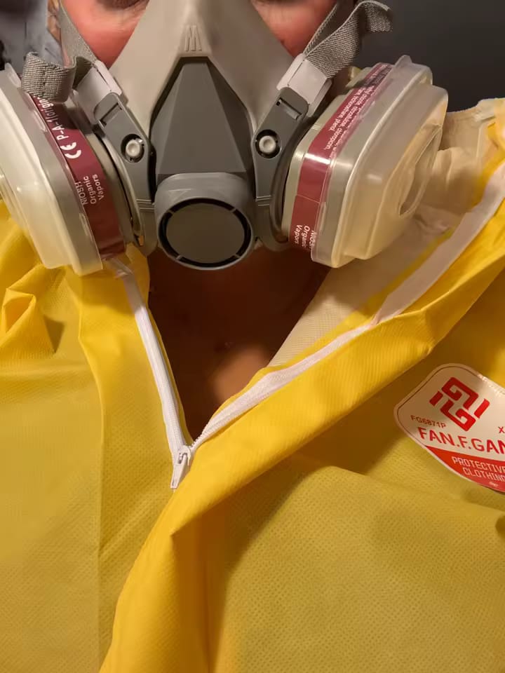 Customer photo review of Half Face Respirator Gas Mask with Safety Glasses – Model 6200