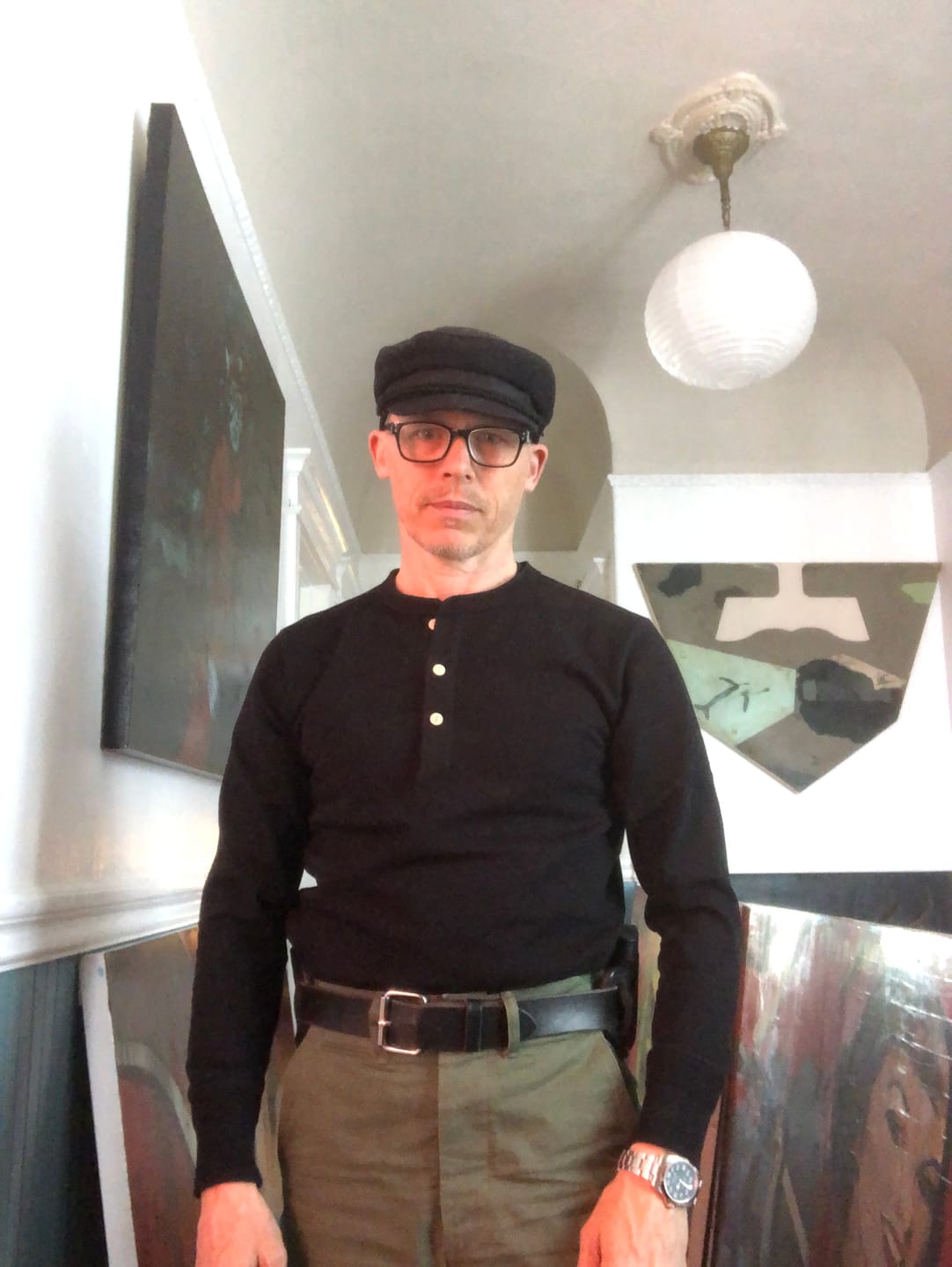 Customer photo review of Vintage Long Sleeve Henley Shirt - Navy