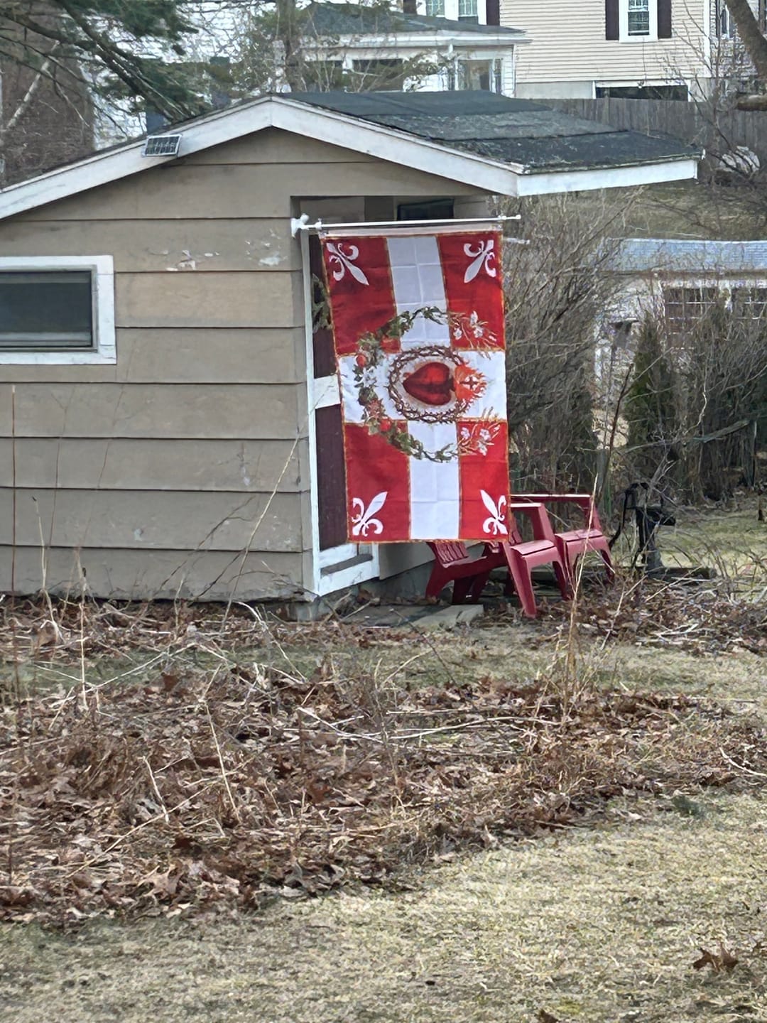 Customer photo review of New Sizes! Flag of the Sacred Heart – Blue - Indoor/outdoor Flag – Polyester – 6 Sizes