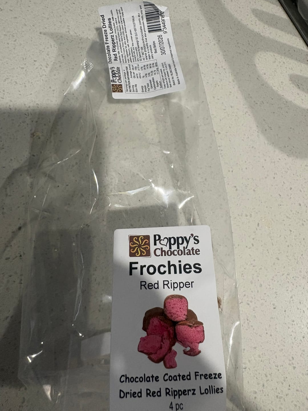 Customer photo review of Frochies Red Ripper chocolate coated freeze dried lollies