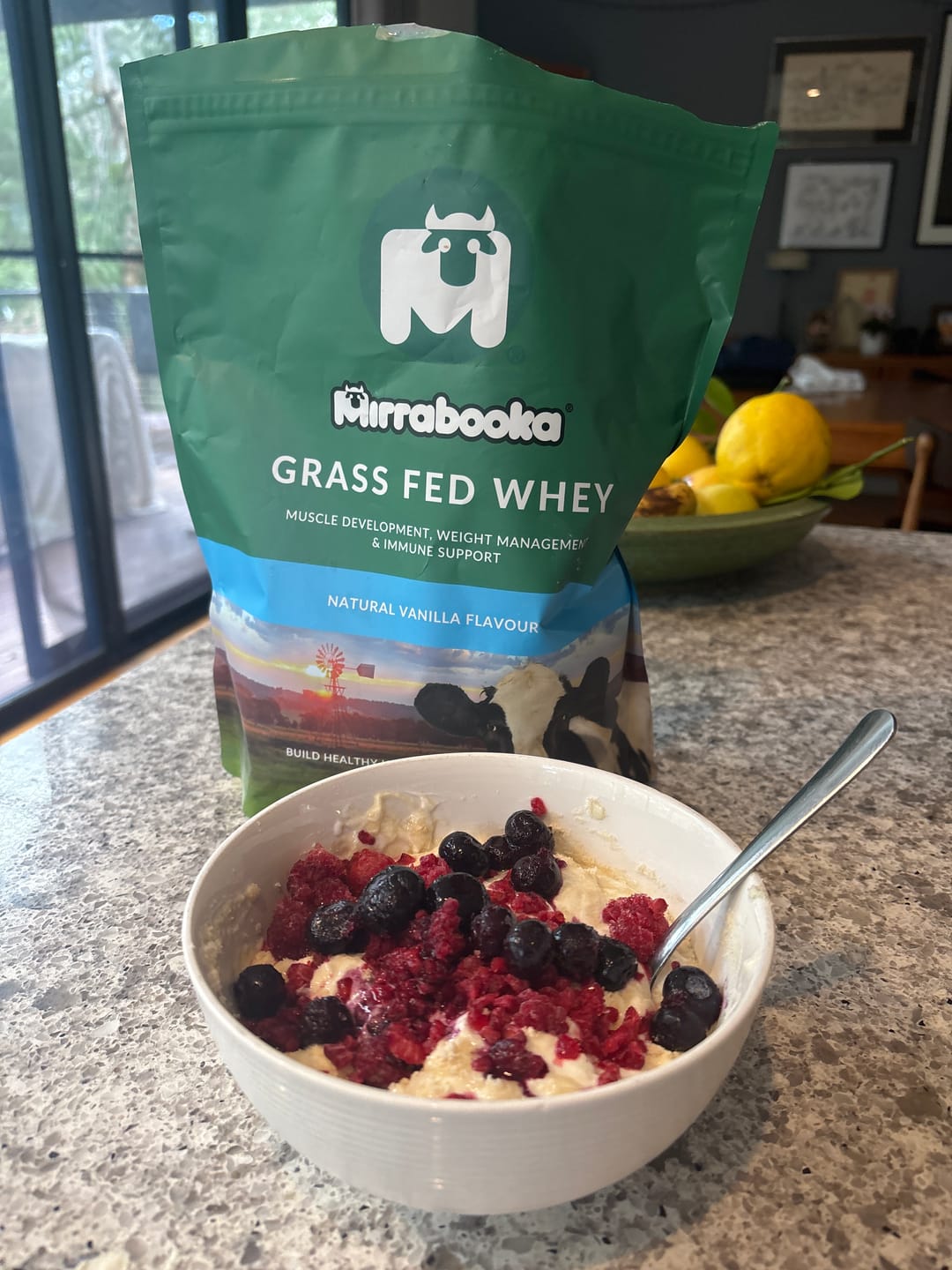 Customer photo review of Grass Fed Whey Protein Vanilla 1kg (33 servings)