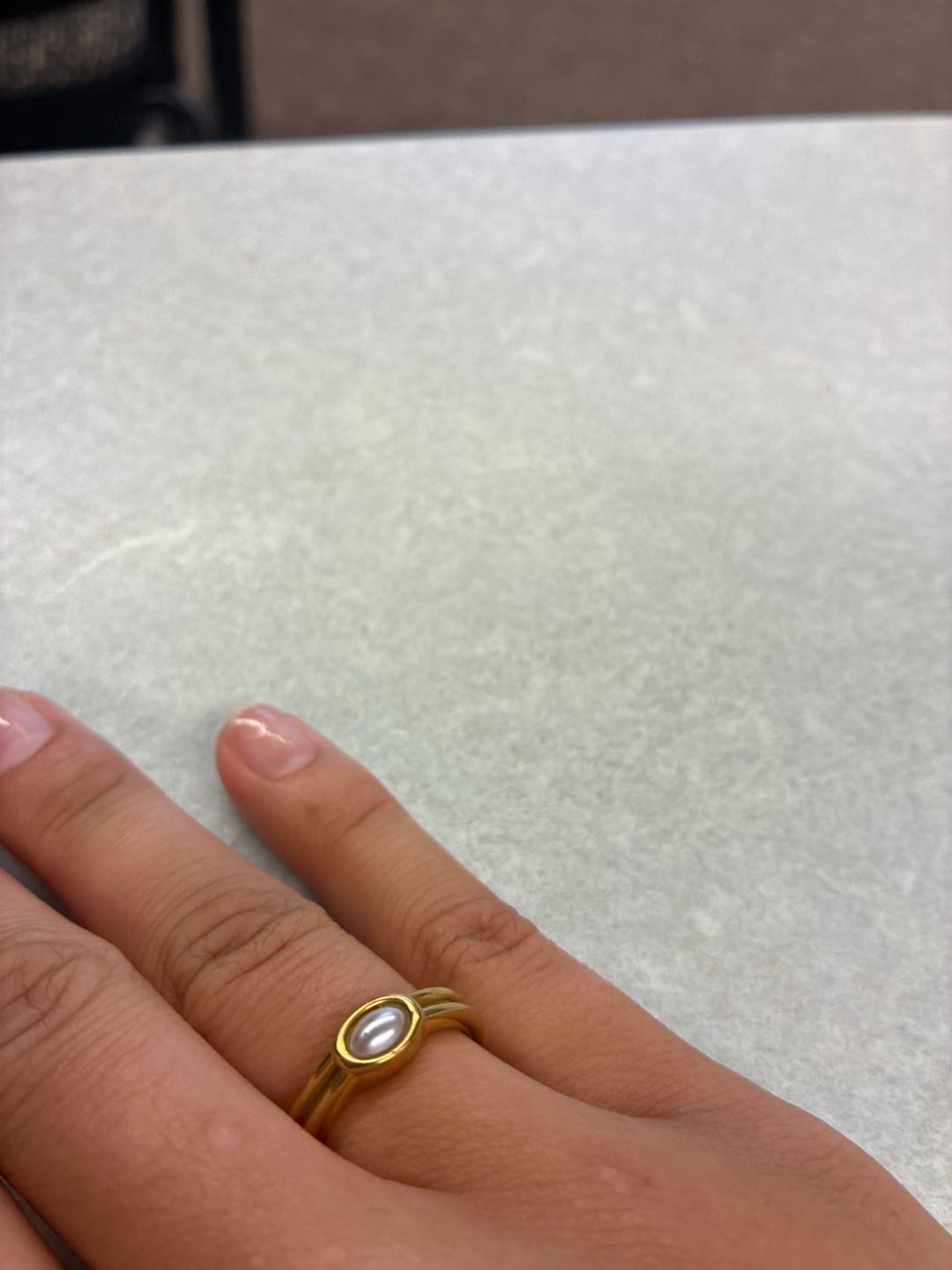 Customer photo review of Chunky Pearl 18K Gold Ring