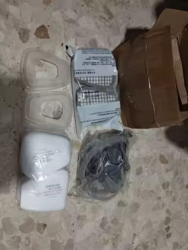 Customer photo review of Half Face Respirator Gas Mask with Safety Glasses – Model 6200