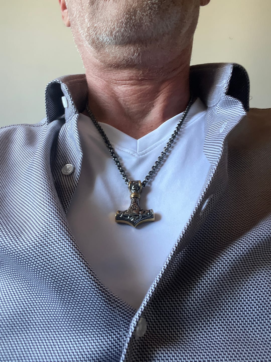 Customer photo review of Mjölnir Necklace
