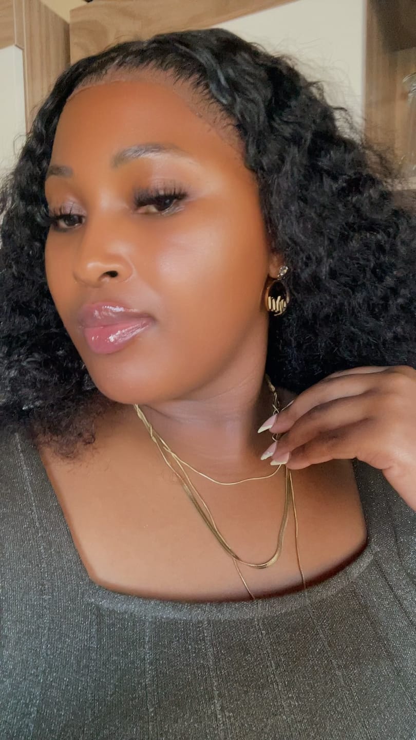 Customer photo review of Gold Era Halo Mini Drop Hoops ✨