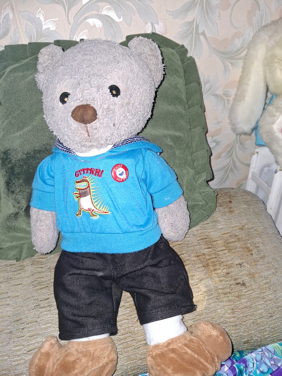 Customer photo review of Eddy the Teddy pin badge