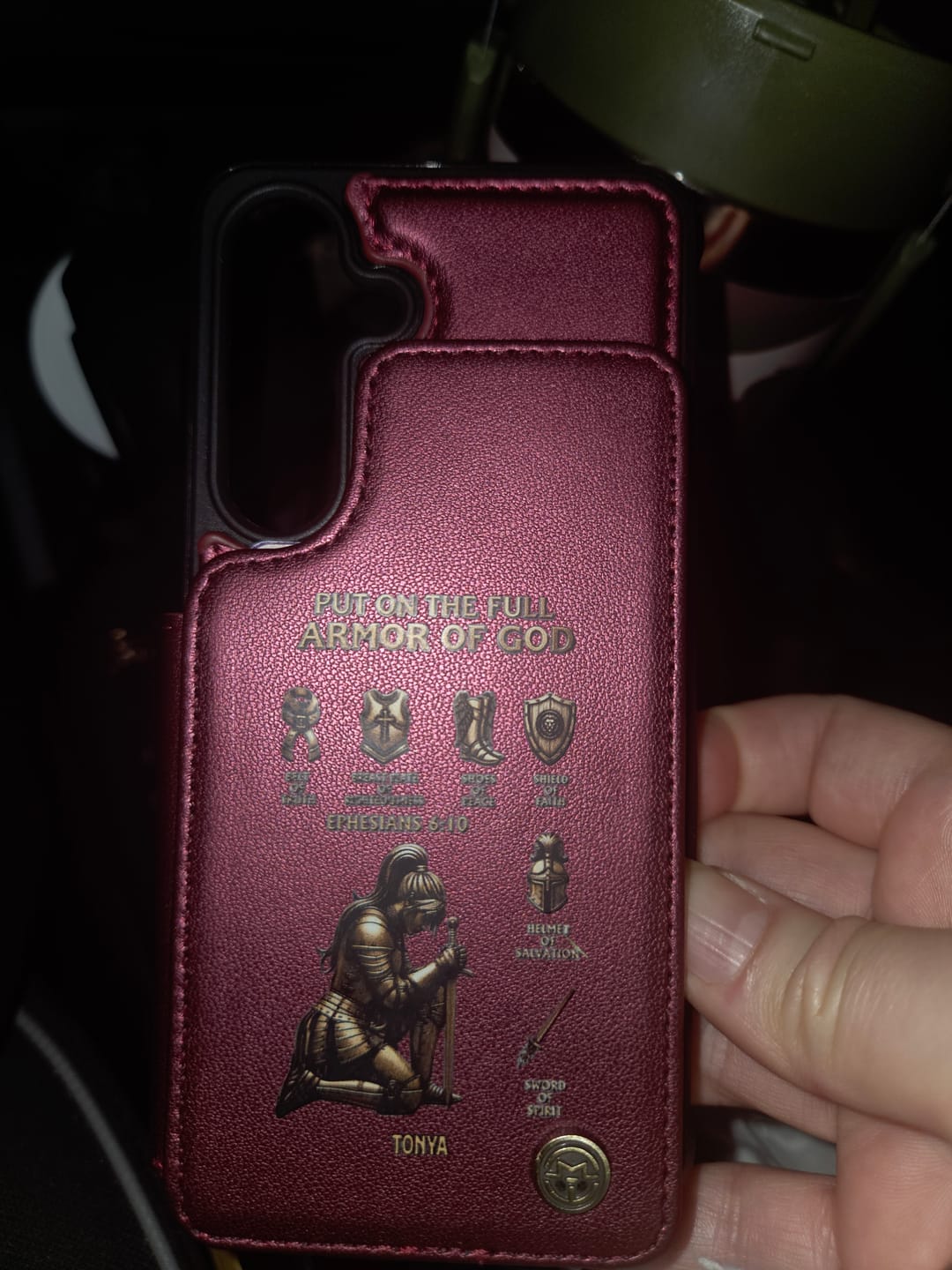 Customer photo review of Put On The Full Amor Of God - Personalized Christian Wallet Phone Case